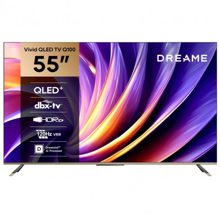 Televizor Dreame Vivid 55Q100, 55", 139 cm, 3840x2160, 4K Ultra HD, QLED, 120 Hz, Dreamind™ AI, SMART, negru