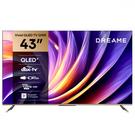 Televizor Dreame Vivid 43Q100, 43", 108 cm, 3840x2160, 4K Ultra HD, QLED, 120 Hz, Dreamind™ AI, SMART, negru