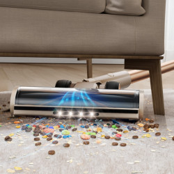 Aspirator vertical Honiture X7 CJD239, 550 W, 45 kPa, 1,5 l, 60 min, 3 moduri, Inaltime reglabila, Filtru HEPA, Ecran tactil, Perie cu LED, Nichel/Galben