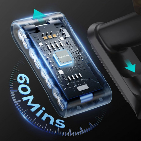 Aspirator vertical Honiture X7 CJD239, 550 W, 45 kPa, 1,5 l, 60 min, 3 moduri, Inaltime reglabila, Filtru HEPA, Ecran tactil, Perie cu LED, Nichel/Galben