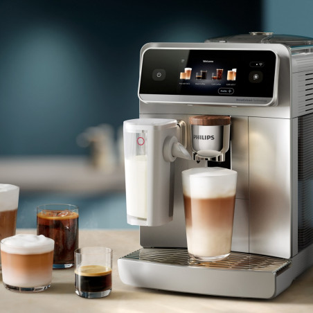 Espressor automat Philips Café Aromis 8000 EP8757/20, 1500 W, 15 bar, 1,5 l, 54 de bauturi, LatteGo Pro, SilentBrew, BrewExtract, Quiet Mark, Ecran tactil, HomeID, Gri