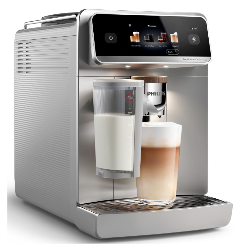Espressor automat Philips Café Aromis 8000 EP8757/20, 1500 W, 15 bar, 1,5 l, 54 de bauturi, LatteGo Pro, SilentBrew, BrewExtract, Quiet Mark, Ecran tactil, HomeID, Gri