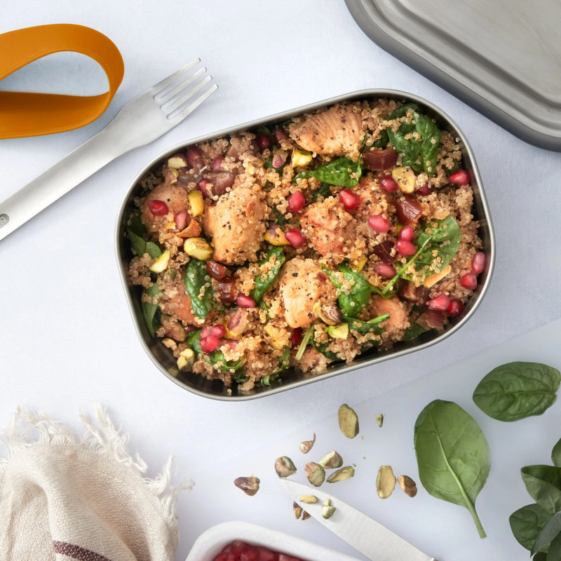 Cutie pentru pranz Black+Blum BAM-SS-L005, 1 l, Dreptunghiulara, Potrivita pentru cuptor, Fara BPA, Otel inoxidabil, Inox/Albastru