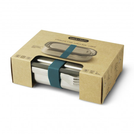 Cutie pentru pranz Black+Blum BAM-SS-L005, 1 l, Dreptunghiulara, Potrivita pentru cuptor, Fara BPA, Otel inoxidabil, Inox/Albastru