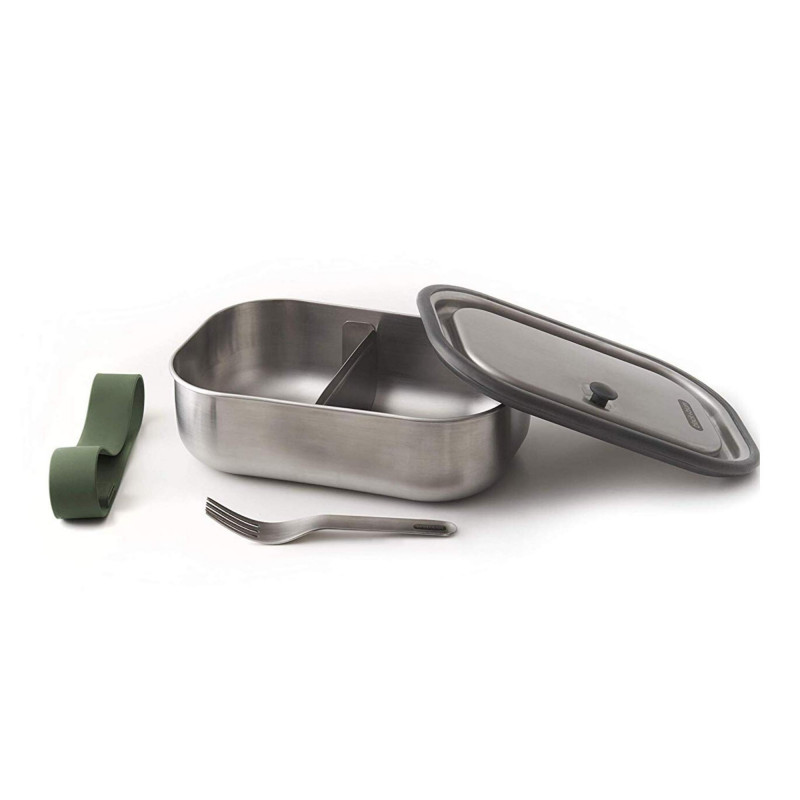 Cutie pentru pranz Black+Blum BAM-SS-L010, 1 L, Dreptunghiulara, Potrivita pentru cuptor, Fara BPA, Otel inoxidabil, Inox/Verde