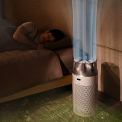 Purificator de aer Dyson HJ10 HushJet™ Purifier Compact 491355-01, 18 m², 10 viteze, Hyperdymium™, HEPA, Comenzi vocale, Oscilatie, Alb/Gri