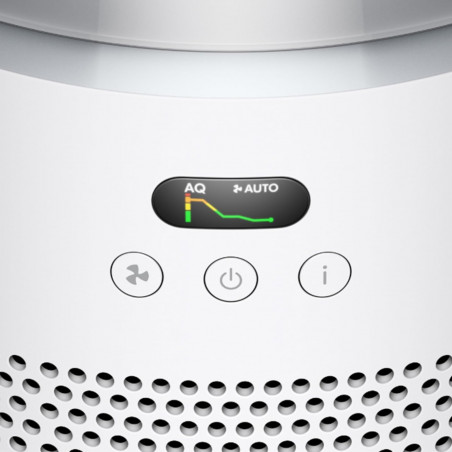 Purificator de aer Dyson HJ10 HushJet™ Purifier Compact 491355-01, 18 m², 10 viteze, Hyperdymium™, HEPA, Comenzi vocale, Oscilatie, Alb/Gri