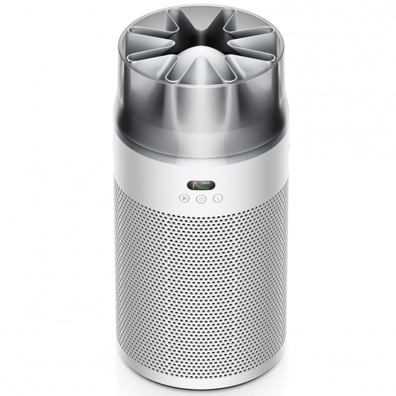 Purificator de aer Dyson HJ10 HushJet™ Purifier Compact 491355-01, 18 m², 10 viteze, Hyperdymium™, HEPA, Comenzi vocale, Oscilatie, Alb/Gri