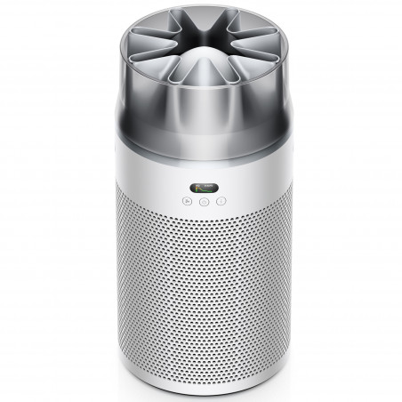 Purificator de aer Dyson HJ10 HushJet™ Purifier Compact 491355-01, 18 m², 10 viteze, Hyperdymium™, HEPA, Comenzi vocale, Oscilatie, Alb/Gri
