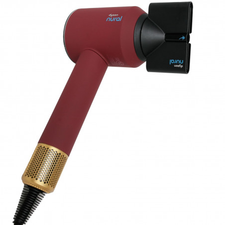 Uscator de par Dyson Supersonic Nural HD16 RdVe/Gd Straight+Wavy 493117-01, 1600 W, 3 viteze, 4 temperaturi, Ioni negativi, 5 accesorii, Protectie pentru scalp, Rosu catifelat/Auriu