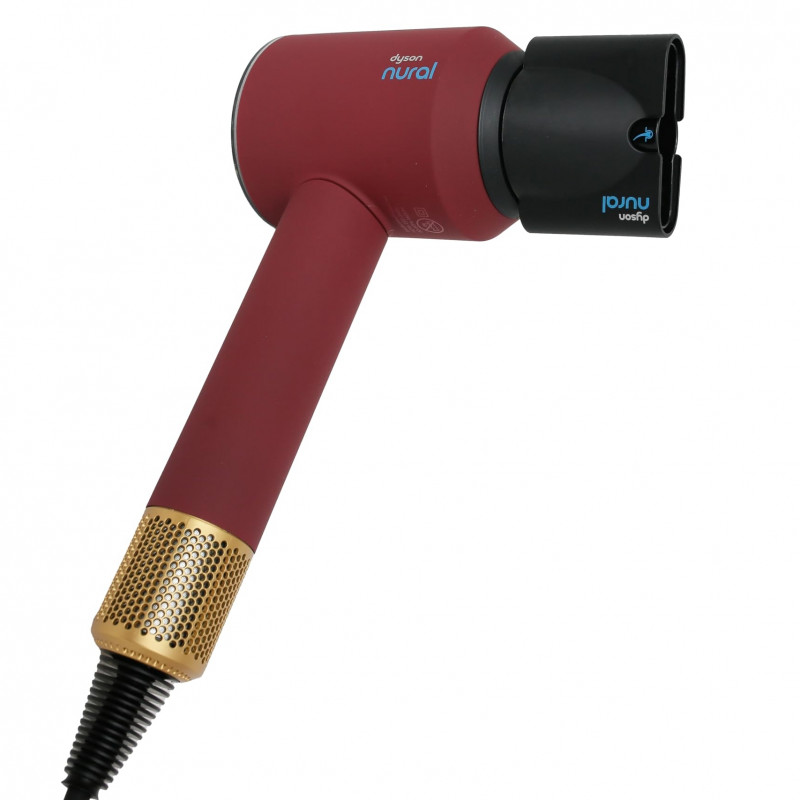 Uscator de par Dyson Supersonic Nural HD16 RdVe/Gd Straight+Wavy 493117-01, 1600 W, 3 viteze, 4 temperaturi, Ioni negativi, 5 accesorii, Protectie pentru scalp, Rosu catifelat/Auriu