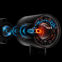 Uscator de par Dyson Supersonic Nural HD16 RdVe/Gd Straight+Wavy 493117-01, 1600 W, 3 viteze, 4 temperaturi, Ioni negativi, 5 accesorii, Protectie pentru scalp, Rosu catifelat/Auriu