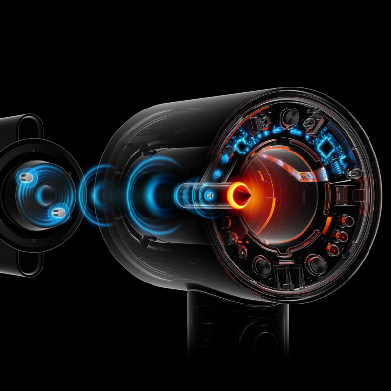 Uscator de par Dyson Supersonic Nural HD16 RdVe/Gd Straight+Wavy 493117-01, 1600 W, 3 viteze, 4 temperaturi, Ioni negativi, 5 accesorii, Protectie pentru scalp, Rosu catifelat/Auriu