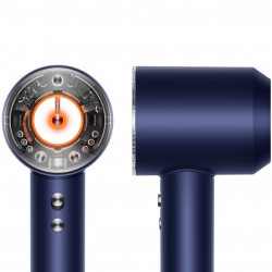 Uscator de par Dyson Supersonic Nural HD16 Prussian Blue/Rich Copper Straight+Wavy 122612-01, 1600 W, 3 viteze, 4 temperaturi, Ioni negativi, 5 accesorii, Protectie pentru scalp, Albastru/Cupru