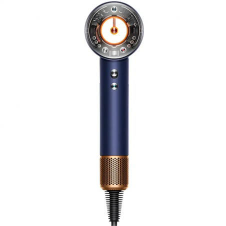 Uscator de par Dyson Supersonic Nural HD16 Prussian Blue/Rich Copper Straight+Wavy 122612-01, 1600 W, 3 viteze, 4 temperaturi, Ioni negativi, 5 accesorii, Protectie pentru scalp, Albastru/Cupru