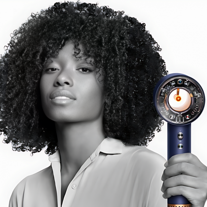 Uscator de par Dyson Supersonic Nural HD16 Prussian Blue/Rich Copper Straight+Wavy 122612-01, 1600 W, 3 viteze, 4 temperaturi, Ioni negativi, 5 accesorii, Protectie pentru scalp, Albastru/Cupru