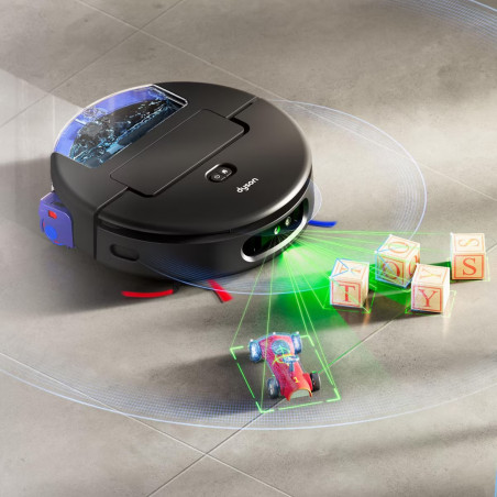 Aspirator robot Dyson Spot+Scrub Ai 586183-01, 18 000 Pa, 3 l, Curatare uscata/umeda, Recunoastere a petelor, Statie de incarcare automata, Negru/Albastru