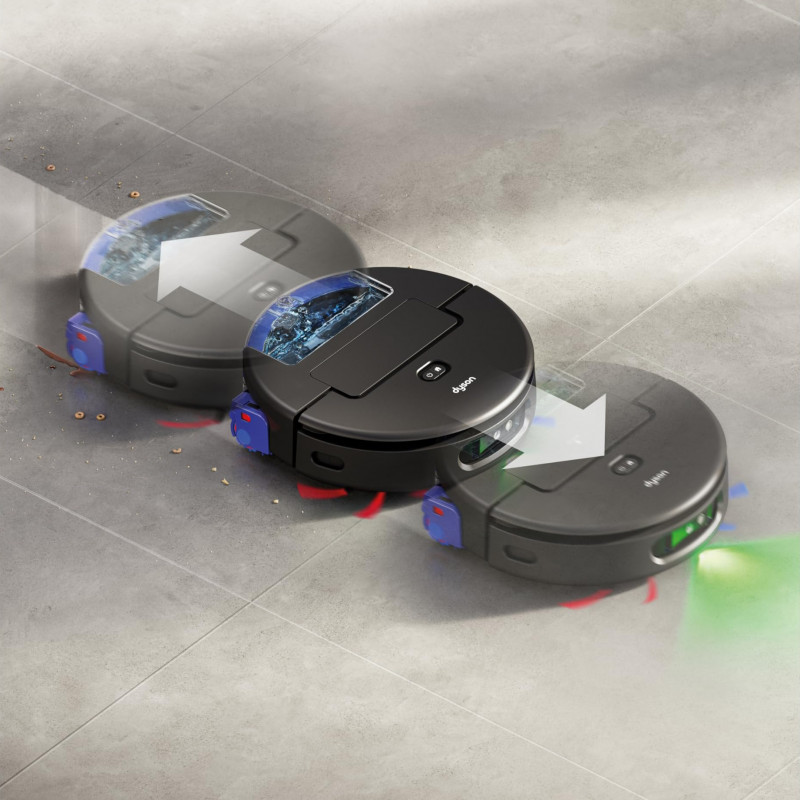 Aspirator robot Dyson Spot+Scrub Ai 586183-01, 18 000 Pa, 3 l, Curatare uscata/umeda, Recunoastere a petelor, Statie de incarcare automata, Negru/Albastru