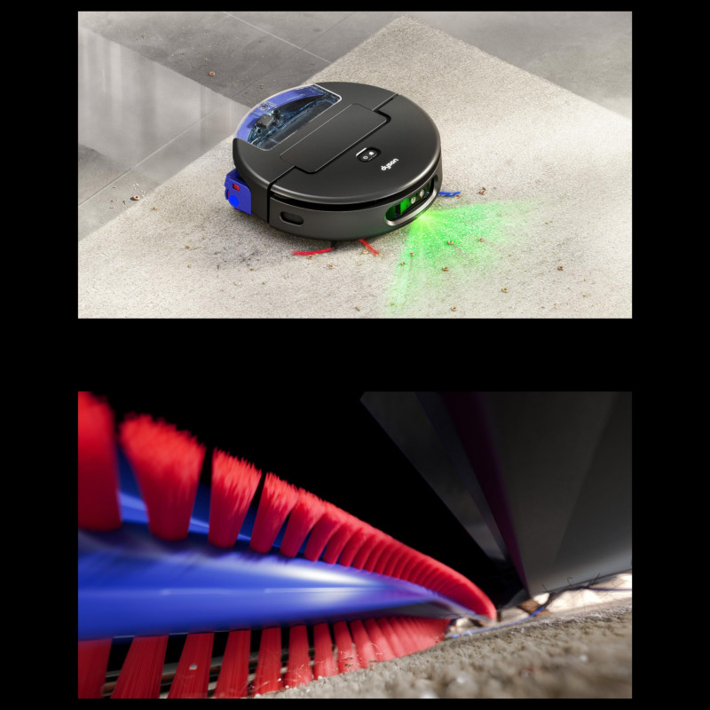 Aspirator robot Dyson Spot+Scrub Ai 586183-01, 18 000 Pa, 3 l, Curatare uscata/umeda, Recunoastere a petelor, Statie de incarcare automata, Negru/Albastru