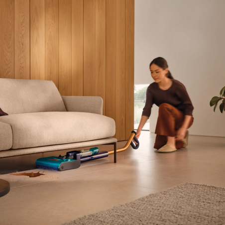 Aparat curatare uscata si umeda pentru podele Dyson Clean+Wash Hygiene 432030-01, 530/760 ml, 45 min, 350 m², 4 moduri, Autopropulsie, Uscare rola, Albastru/Cupru