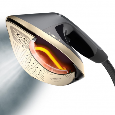 Aparat de calcat vertical cu abur Philips All-in-one 8500 AIS8540/80, 2200 W, 1,2 l, 6 bar, 90 g/min, 3 setari, OptimalTEMP, Masa reglabila, Gri inchis/Auriu