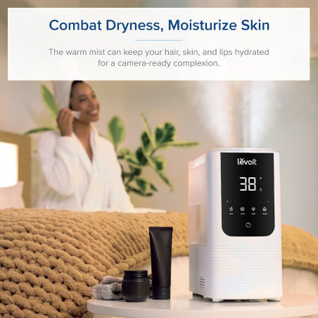 Umidificator Levoit OasisMist 450S LUH-O451S-WEU, 40 m², 280 W, 4,5 l, Aromaterapie, Autonomie de 45 de ore, Alb