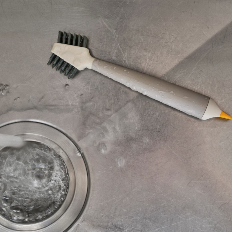 Perie pentru curatarea gresiei Joseph Joseph CleanTech™ 6500021, 18 x 5 x 3 cm, 2 tipuri de fibre, Bej