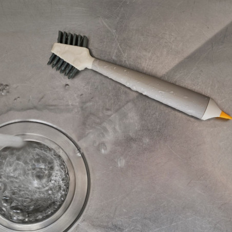 Perie pentru curatarea gresiei Joseph Joseph CleanTech™ 6500021, 18 x 5 x 3 cm, 2 tipuri de fibre, Bej