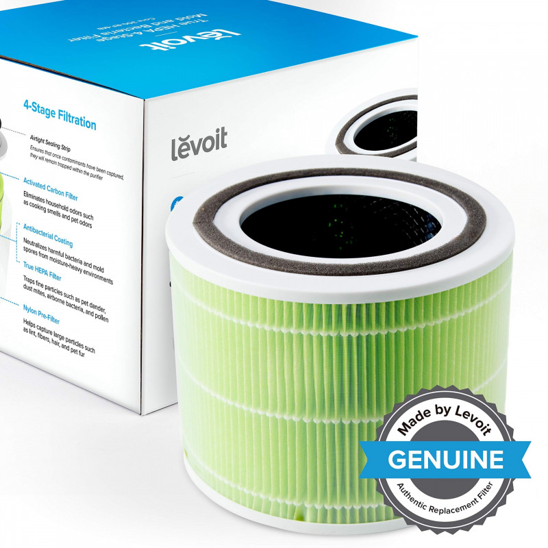 Filtru de schimb pentru purificatorul de aer Levoit Core 300/300S/P350, 1 buc., filtrare în 3 etape, H13 True HEPA, împotriva mucegaiului și bacteriilor, verde