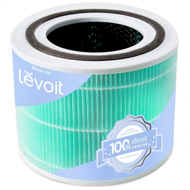 Filtru de schimb pentru purificatorul de aer Levoit Core 300/300S/P350/300P, 1 buc., filtrare în 3 etape, H13 True HEPA, împotriva toxinelor, turcoaz