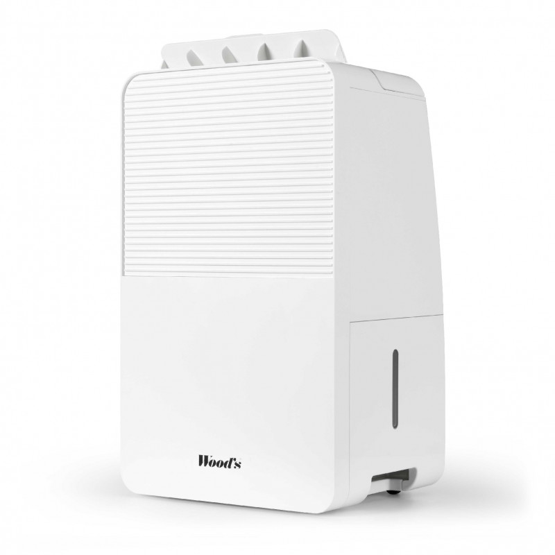 Dezumidificator pentru baie Woods MDK11, 2 viteze, până la 40 m², 108 m³, 2 l, 20 l/24 h, hidrostat, 44 dB, IPX1, alb