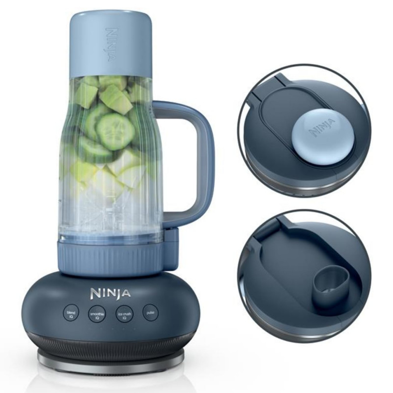 Blender portabil Ninja BlendBoss DB351EUCY, 1100 W, 710 ml, 3 programe, Auto-iQ, CrushBlade, Gri