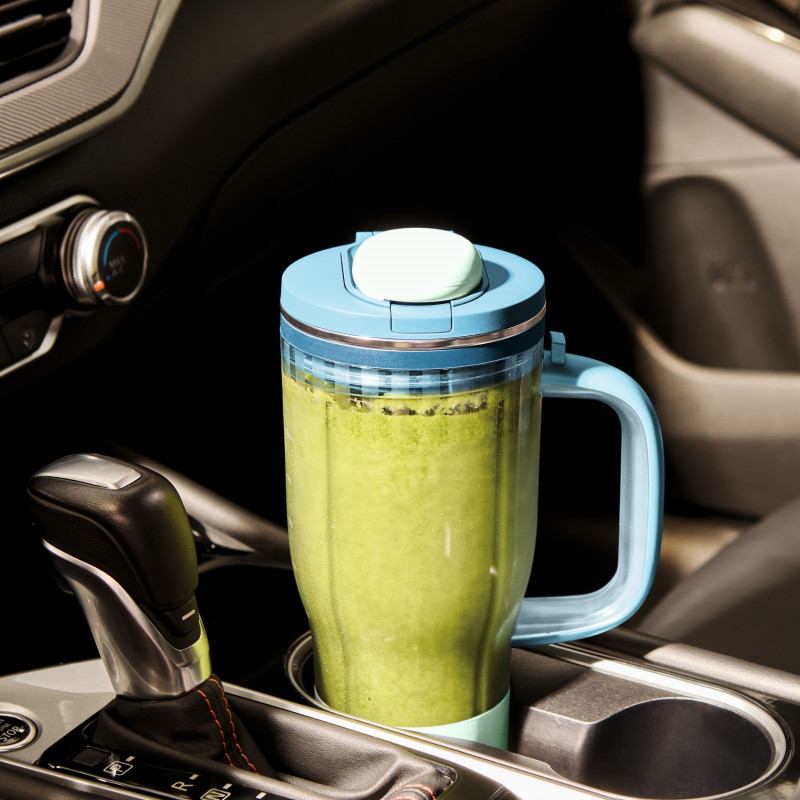 Blender portabil Ninja BlendBoss DB351EUBL, 1100 W, 710 ml, 3 programe, Auto-iQ, CrushBlade, albastru