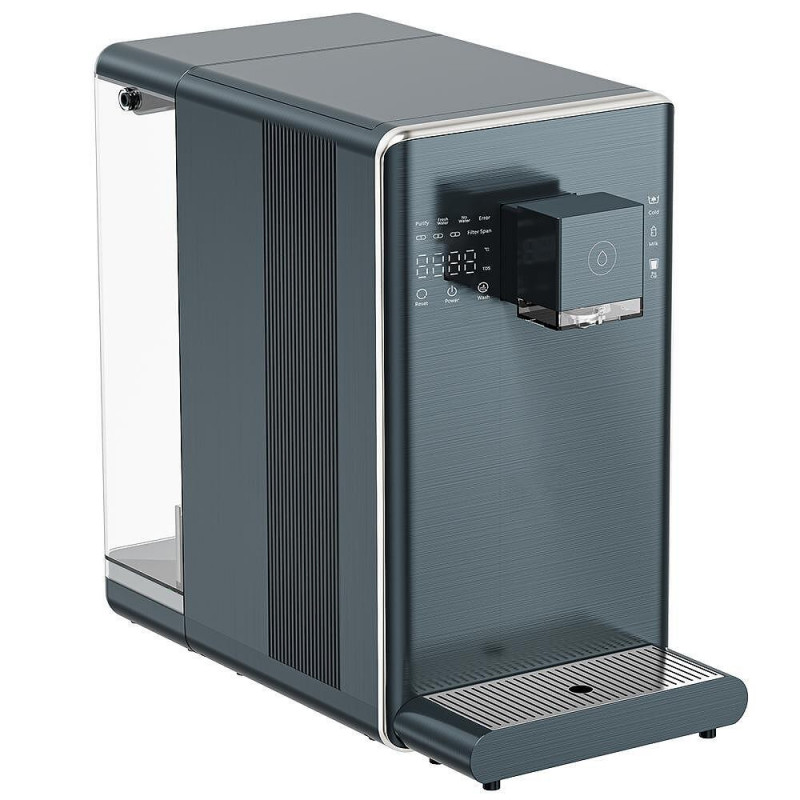 Dispenser de apă ELIXIR Pro Plus, 2200 W, încălzire 18 l/h, 42-90 °C, sterilizare UVC, afișaj, filtrare în mai multe etape, cu compresor, gri-albastru/grafit