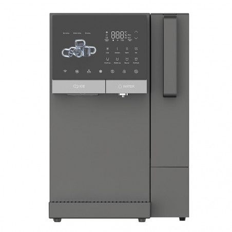 Dozator de apa la retea cu generator de gheata ELIXIR Ice, 2100 W, Incalzire 18 l/h, Racire 2,5 l/h, 4–90°C, Filtrare in 3 etape, Ecran tactil, UVC, Compresor, Gri inchis