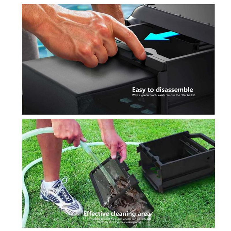 Skimmer solar / DC pentru curatarea suprafetei apei din piscine LOTUS, Pana la 10 ore, 3 motoare, 6 l, IPX8, Negru