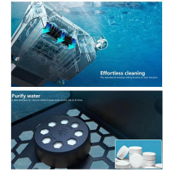 Skimmer solar / DC pentru curatarea suprafetei apei din piscine LOTUS, Pana la 10 ore, 3 motoare, 6 l, IPX8, Negru