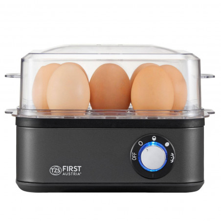 Fierbător de ouă First Austria FA-5115-3-GR, 500 W, pentru 8 ouă, cronometru cu 3 moduri, semnal sonor, gri închis