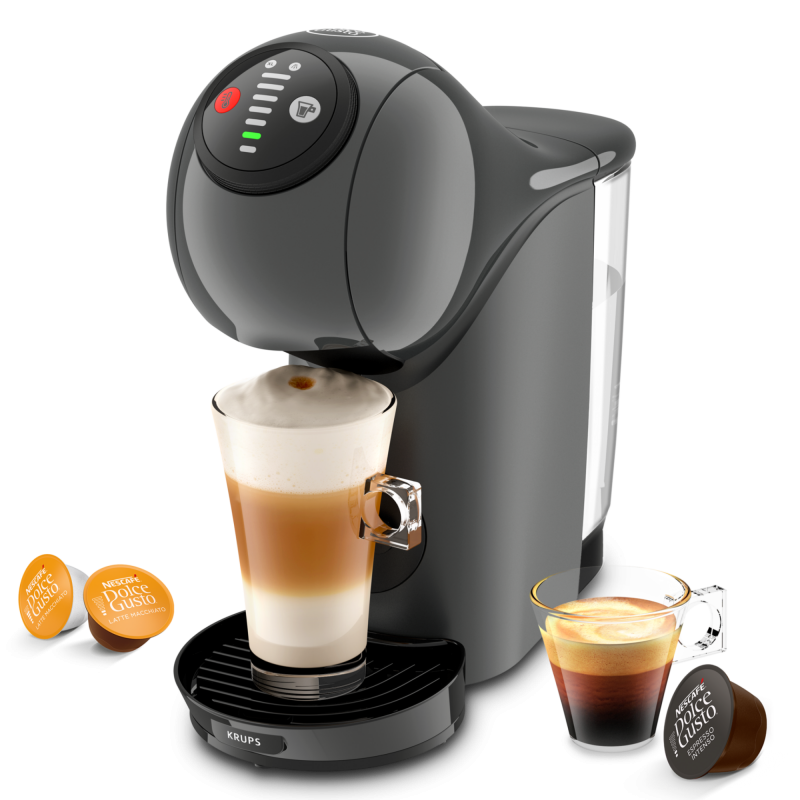 Espressor Krups KP243B10 NDG GENIO S ANTHRACITE, 1500 W, 15 bar, 0,8 l, Compatibil cu capsulele NESCAFÉ® Dolce Gusto®, LED, Functie XL, Gri/Antracit
