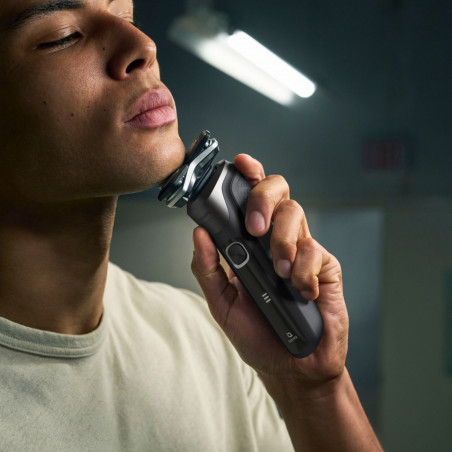 Aparat de ras electric Philips Shaver Series 5000 S5887/10, 9 W, 60 min, pentru ras umed/uscat, trimmer încorporat, SkinIQ, PowerAdapt, capete rotative la 360°, lame cu autoascuțire, gri carbon