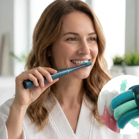 Perie de dinți electrică cu vibrații AENO ADB0010N, 5 W, DuPont™, cronometru, 5 moduri, 90 de zile cu o singură încărcare, albastru