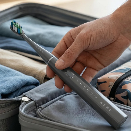 Periuta de dinti electrica cu vibratii AENO ADB0010G, 5 W, DuPont™, Timer, 5 moduri, 90 de zile cu o singura incarcare, Gri