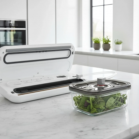 Aparat de vidat alimente AENO AVS0004W, 70 kPa, 4 moduri, Latime maxima a pungii de 30 cm, Functie automata, Buton Stop, LED, Alb