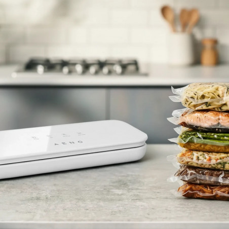 Aparat de vidat alimente AENO AVS0004W, 70 kPa, 4 moduri, Latime maxima a pungii de 30 cm, Functie automata, Buton Stop, LED, Alb