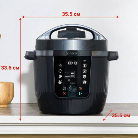 Multicooker Instant Pot Pro Max 112-0001-01-EU, 1200 W, 5,7 l, 105 kPa, 10 programe, Nutriboost, WiFi, ecran LCD, oțel inoxidabil, alb/mat