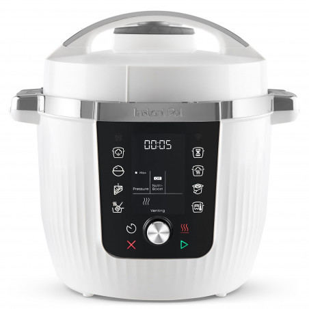 Multicooker Instant Pot Pro Max 112-0001-01-EU, 1200 W, 5,7 l, 105 kPa, 10 programe, Nutriboost, WiFi, ecran LCD, oțel inoxidabil, alb/mat