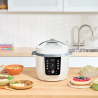 Multicooker Instant Pot Pro Max 112-0001-01-EU, 1200 W, 5,7 l, 105 kPa, 10 programe, Nutriboost, WiFi, ecran LCD, oțel inoxidabil, alb/mat