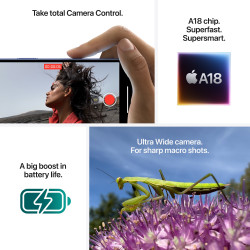 Smartphone Apple iPhone 16, 128 GB, 5G, albastru ultramarin