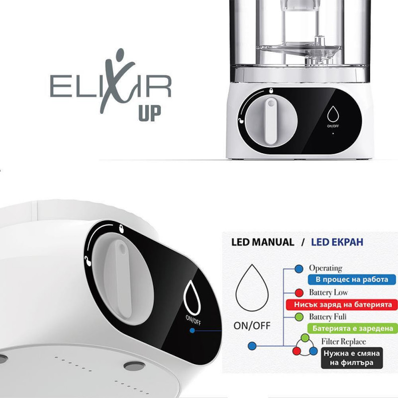 Cana automata pentru purificarea apei Elixir UP, 1,7 l, 2 moduri, Filtru compozit Nano cu strat de carbune, Elimină bacteriile si virusurile, Alb