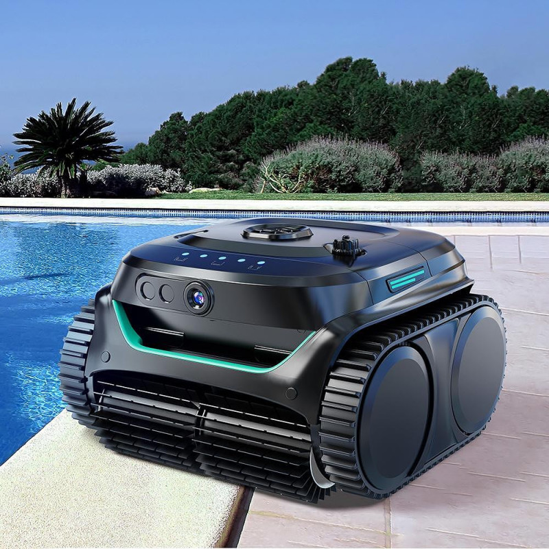 Robot fără fir pentru piscine Wybot C2 Pro Vision, 65 W, 180 min, 200 m², cameră AI, filtrare dublă, funcții autonome, negru
